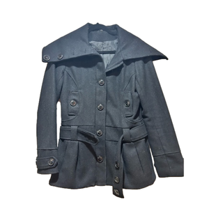 H&M Divided Belted Pea Coat Size 38 | Tailored Winter Coat Classic Double Breas